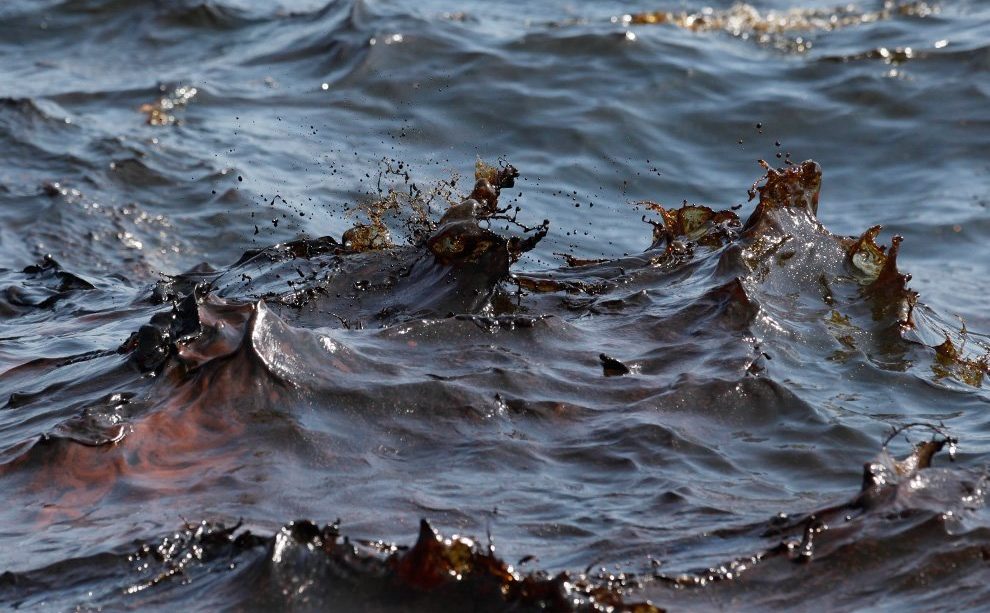 What happens when there is an oil spill at sea?